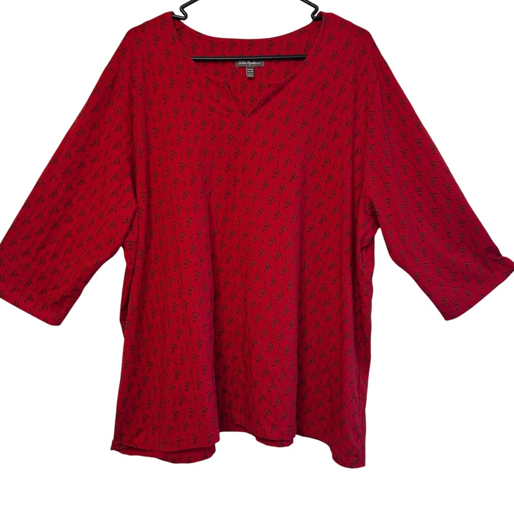 Red Ulla Popken 3/4 Sleeve Tunic Women’s Size 24/26